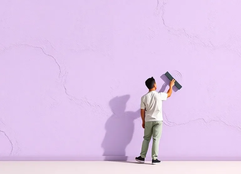 Application d'un enduit décoratif à la lisseuse sur un mur